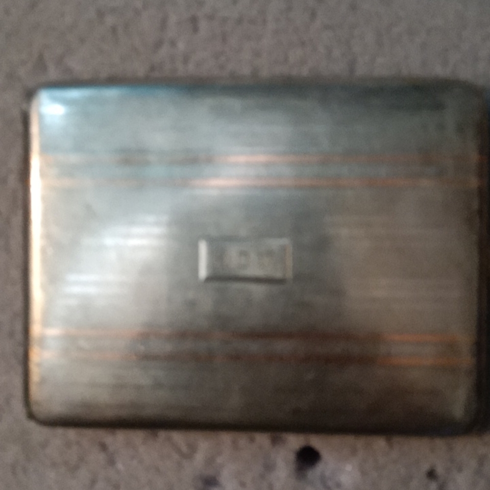 MensSterling silver hinged cigarette case engraved HDW